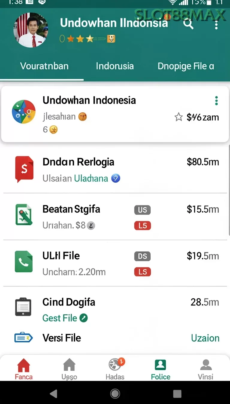 Cuplikan layar AGENDARAT — menu navigasi